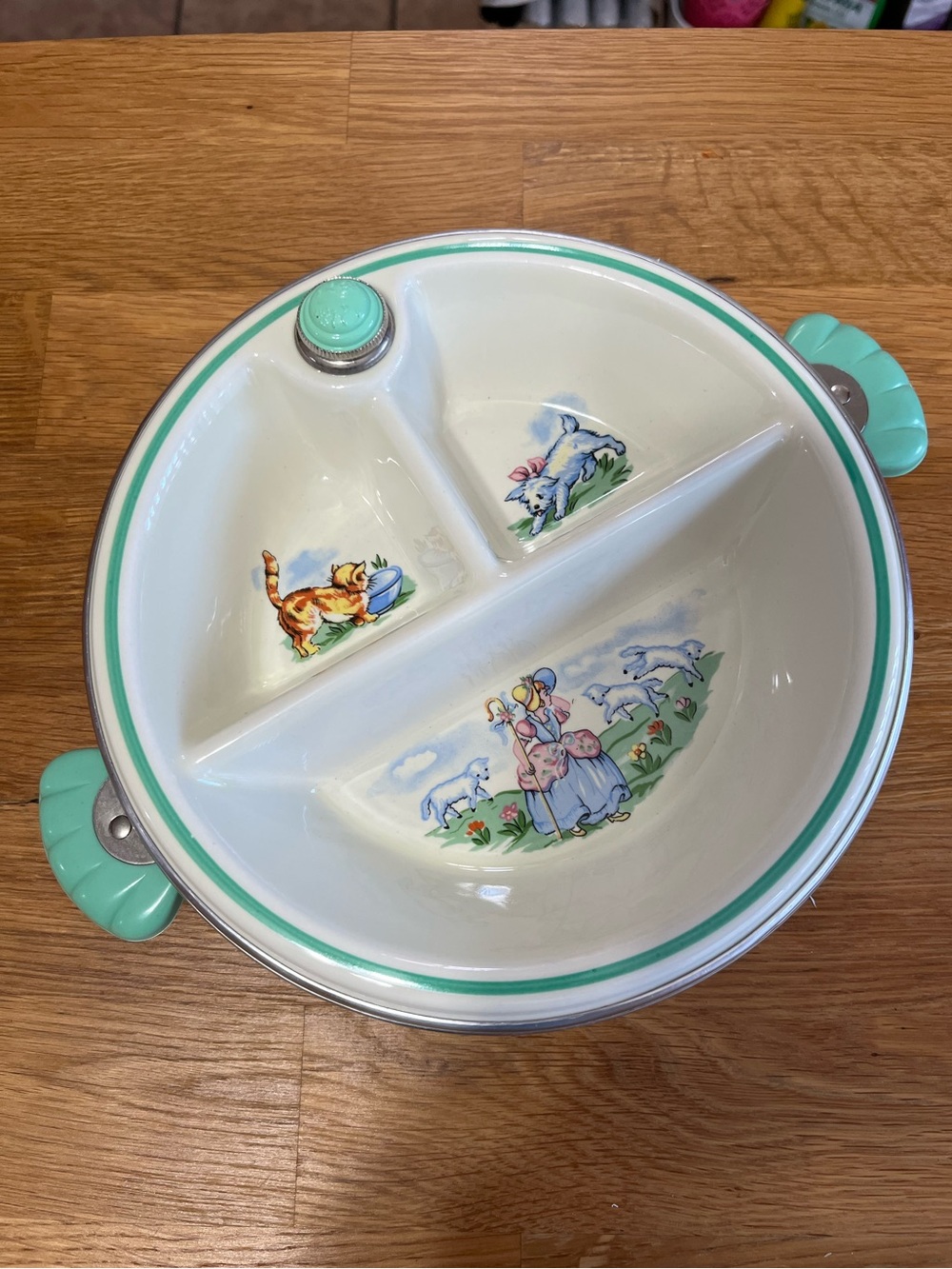 Vintage Hankscraft Divided Baby Food Hot Water Warming Dish Tray USA Made